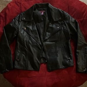 AQUA Black Pleather Jacket Girls XL
